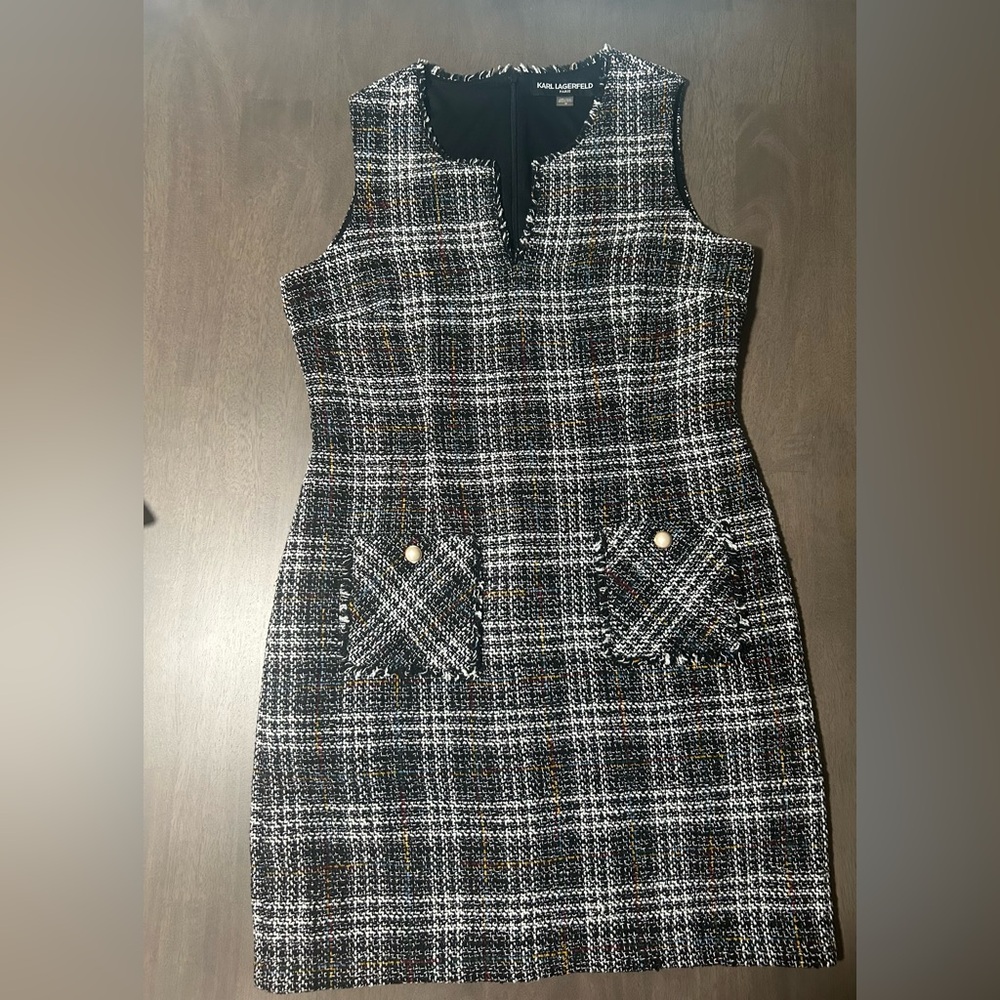 Karl Lagerfeld Black and White Sheath Mini Dress